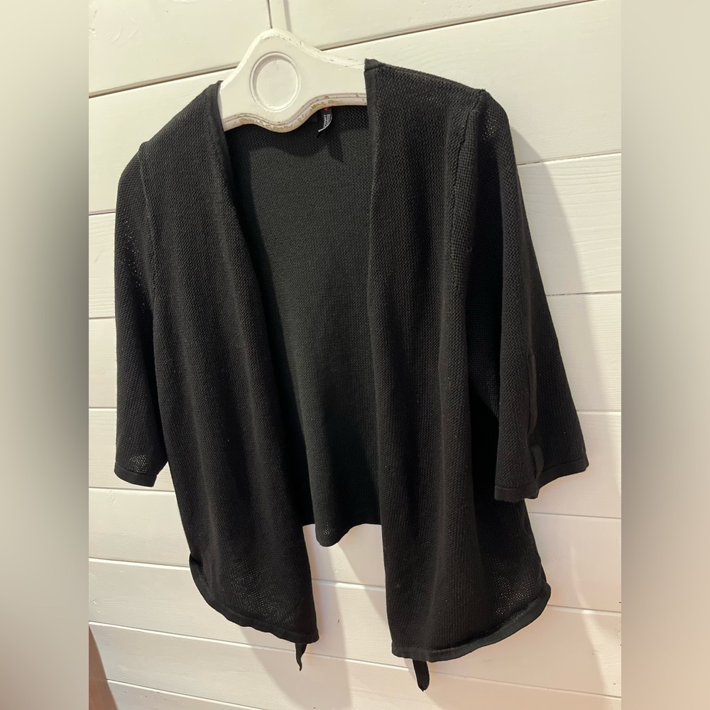 CLAIRE FRANCE – Cardigan noir léger à manches 3/4 – Taille 1X - Picture 7 of 9